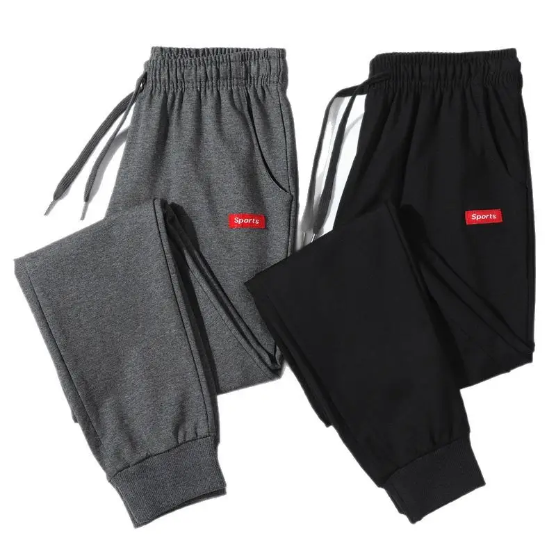 Men's Pure Cotton Sweatpants Grey Black Large - Image 7