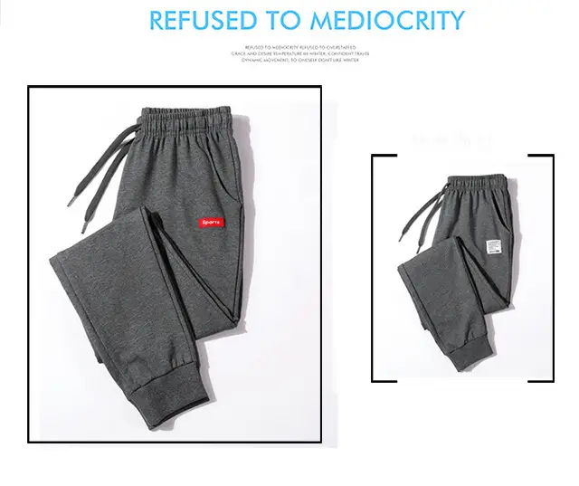 Men's Pure Cotton Sweatpants Grey Black Large — feature 11