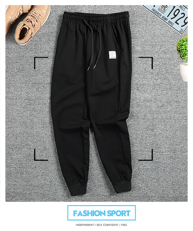Men's Pure Cotton Sweatpants Grey Black Large — feature 14