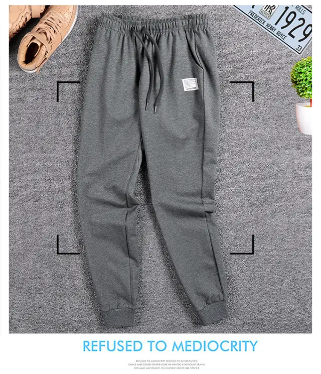 Men's Pure Cotton Sweatpants Grey Black Large — feature 15