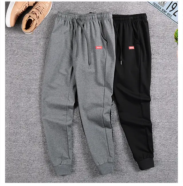 Men's Pure Cotton Sweatpants Grey Black Large — feature 16