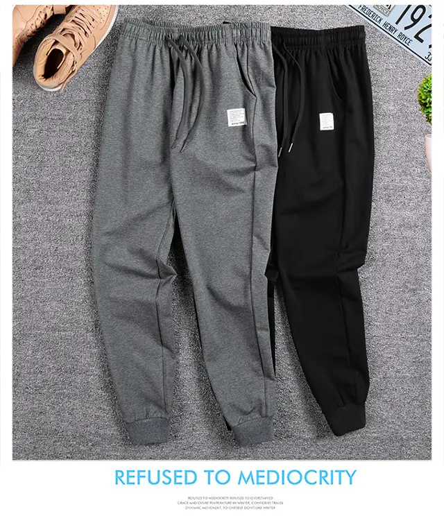 Men's Pure Cotton Sweatpants Grey Black Large — feature 17