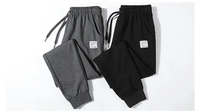 Men's Pure Cotton Sweatpants Grey Black Large — feature 6