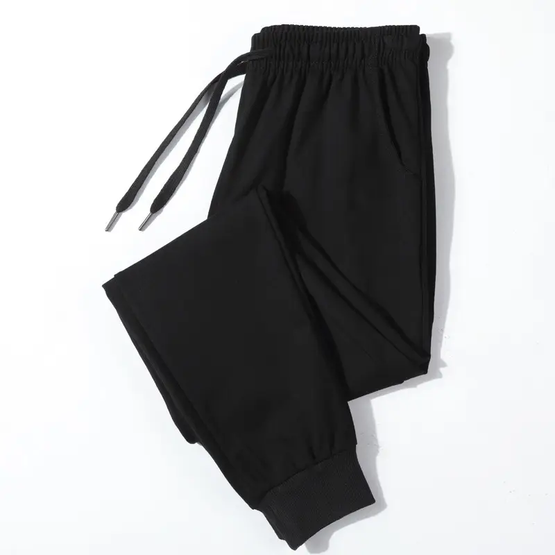 Men's Pure Cotton Sweatpants Grey Black Large - Image 2