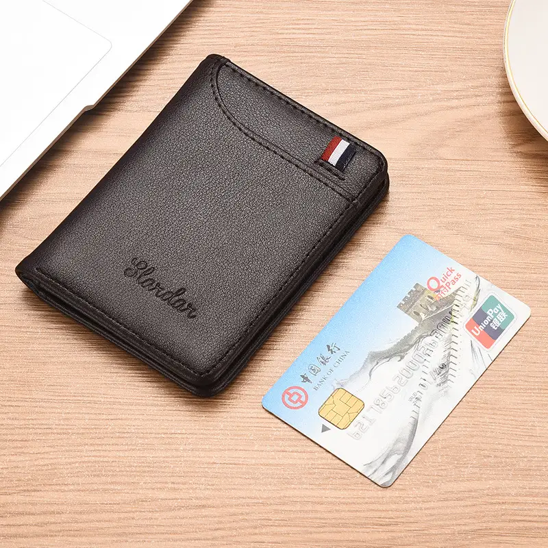 Slardar Ultra-Thin Men's Wallet Men's Vertical Small Wallet Driver's License Youth Mini Student Coin Purse Card Holder