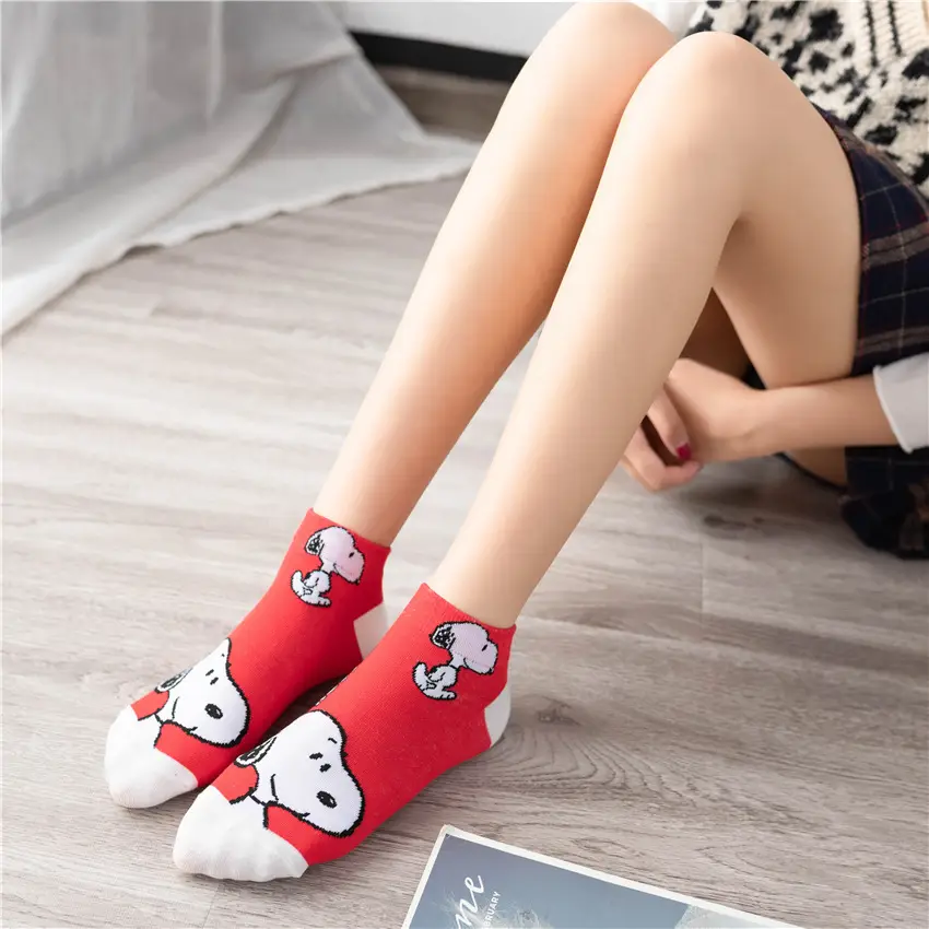 Four Seasons Color Couple All-match Socks Summer Thin Short Socks Women Street Cyber Celebrant Cartoon Snoopy Socks Men