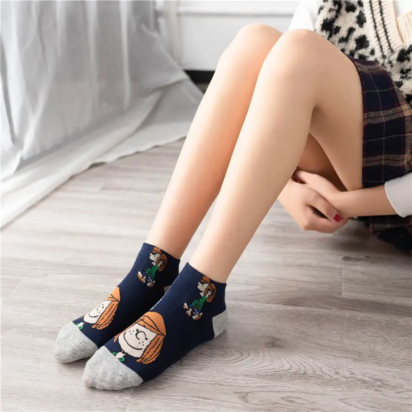 Four Seasons Color Couple All-match Socks Summer Thin Short Socks Women Street Cyber Celebrant Cartoon Snoopy Socks Men
