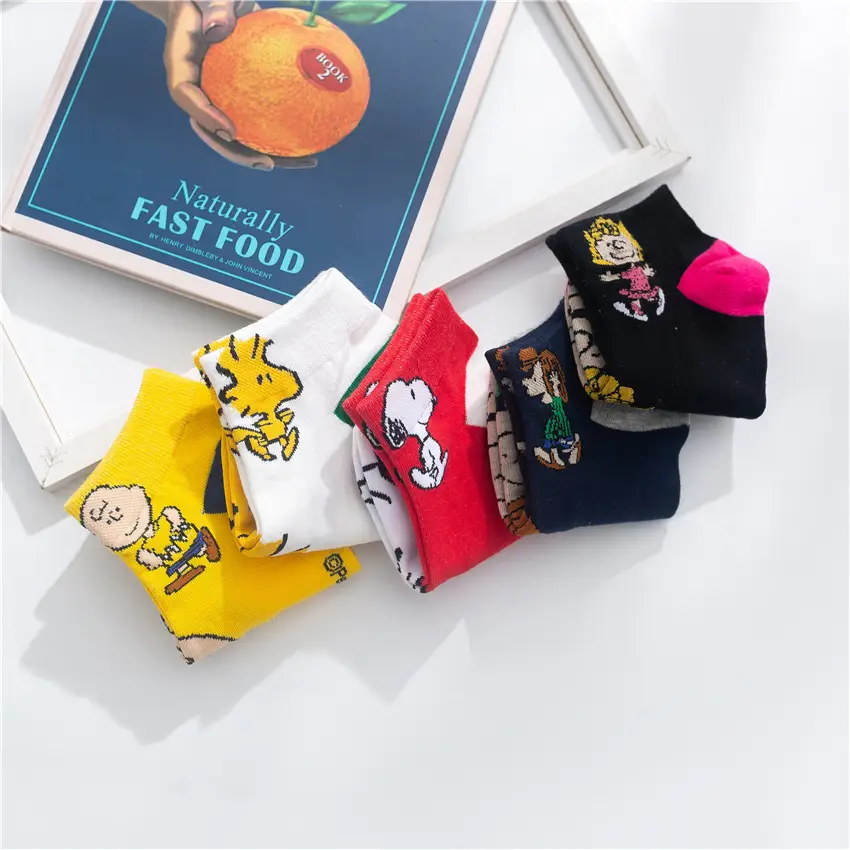 Four Seasons Color Couple All-match Socks Summer Thin Short Socks Women Street Cyber Celebrant Cartoon Snoopy Socks Men