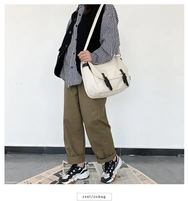 Japanese Student Canvas Crossbody Bag Large Capacity Women — feature 17