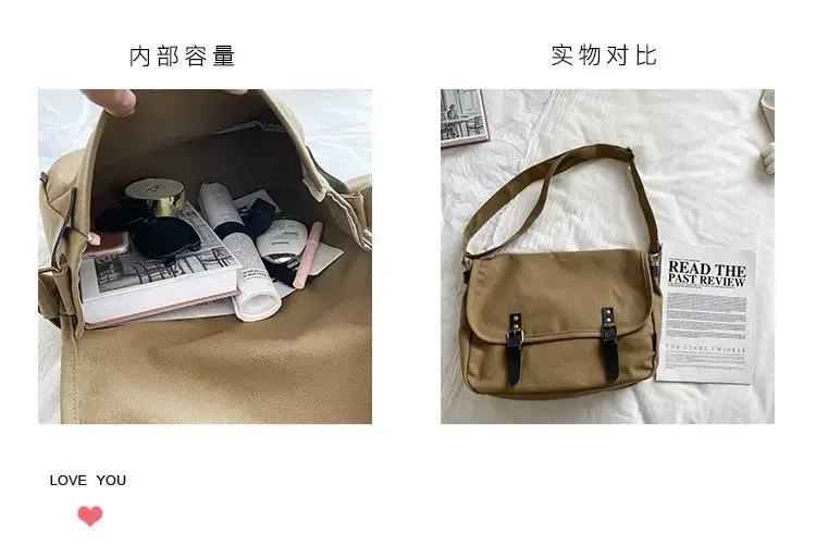 Japanese Student Canvas Crossbody Bag Large Capacity Women — feature 5