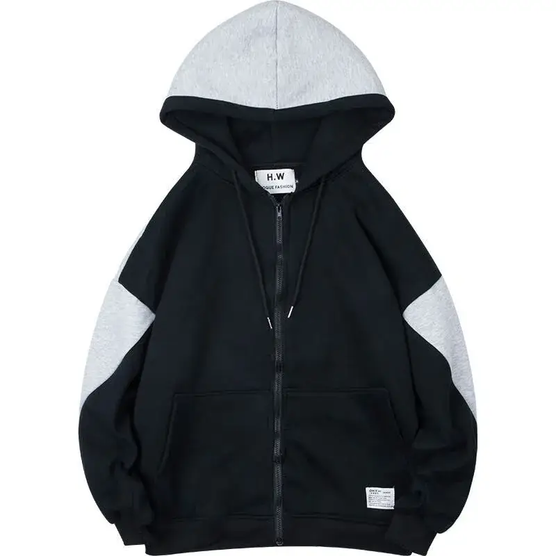 Men Korean Style Grey Hooded Sweatshirt Set - Image 5