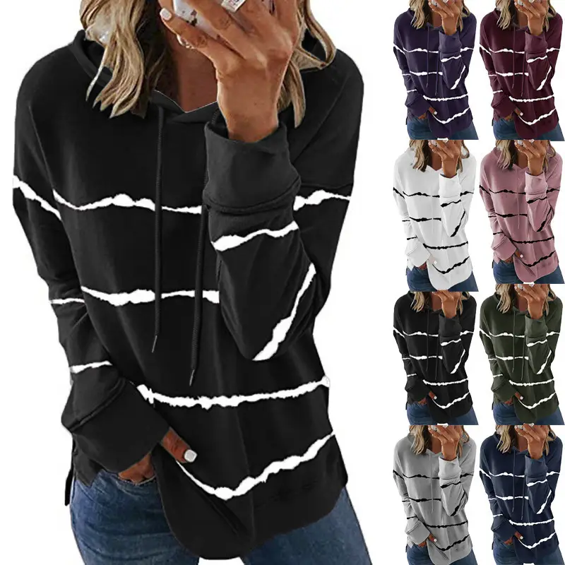 Women's 2020 Striped Hooded Sweat Top - Image 9