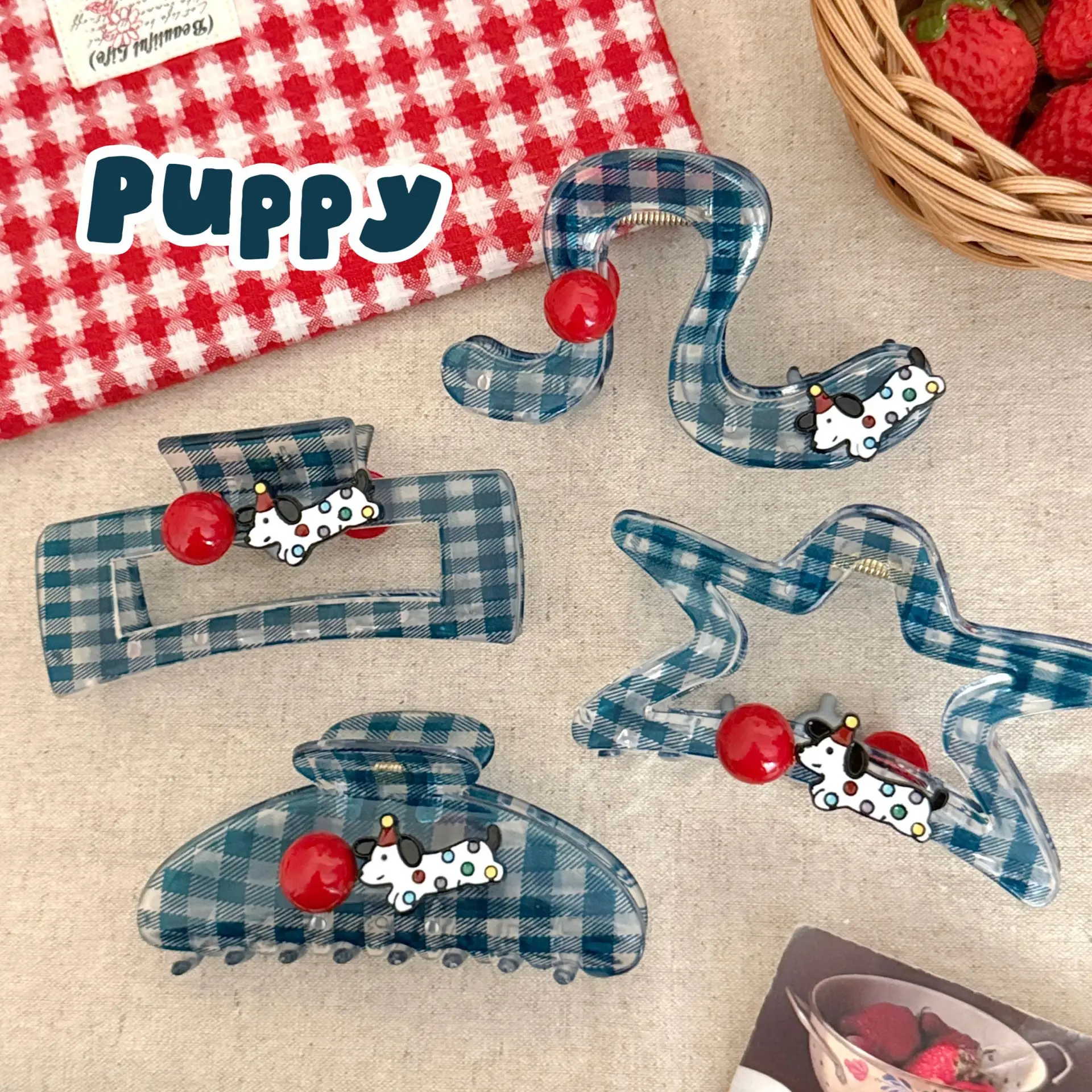 Sweetie Dog Plaid Hair Clips for Girls - Image 6
