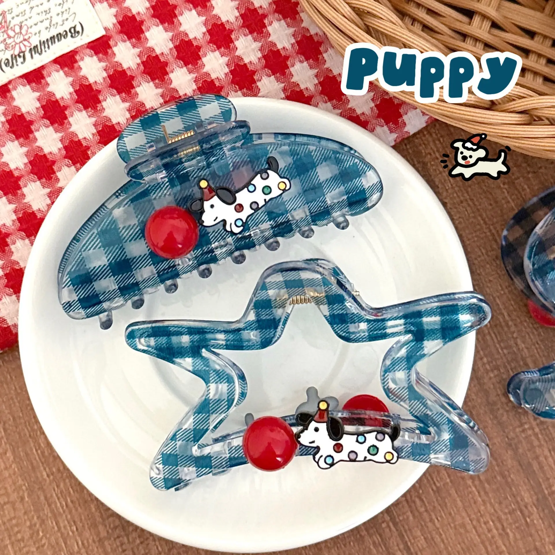 Sweetie Dog Plaid Hair Clips for Girls - Image 7