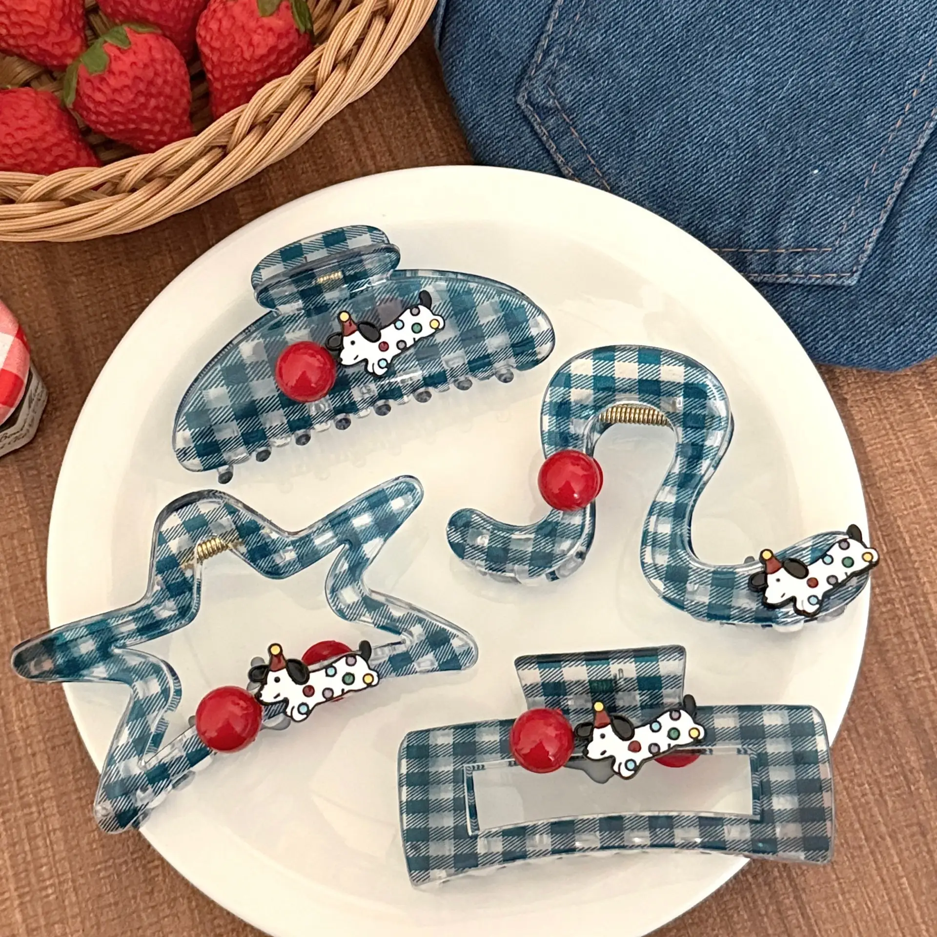 Sweetie Dog Plaid Hair Clips for Girls — feature 13