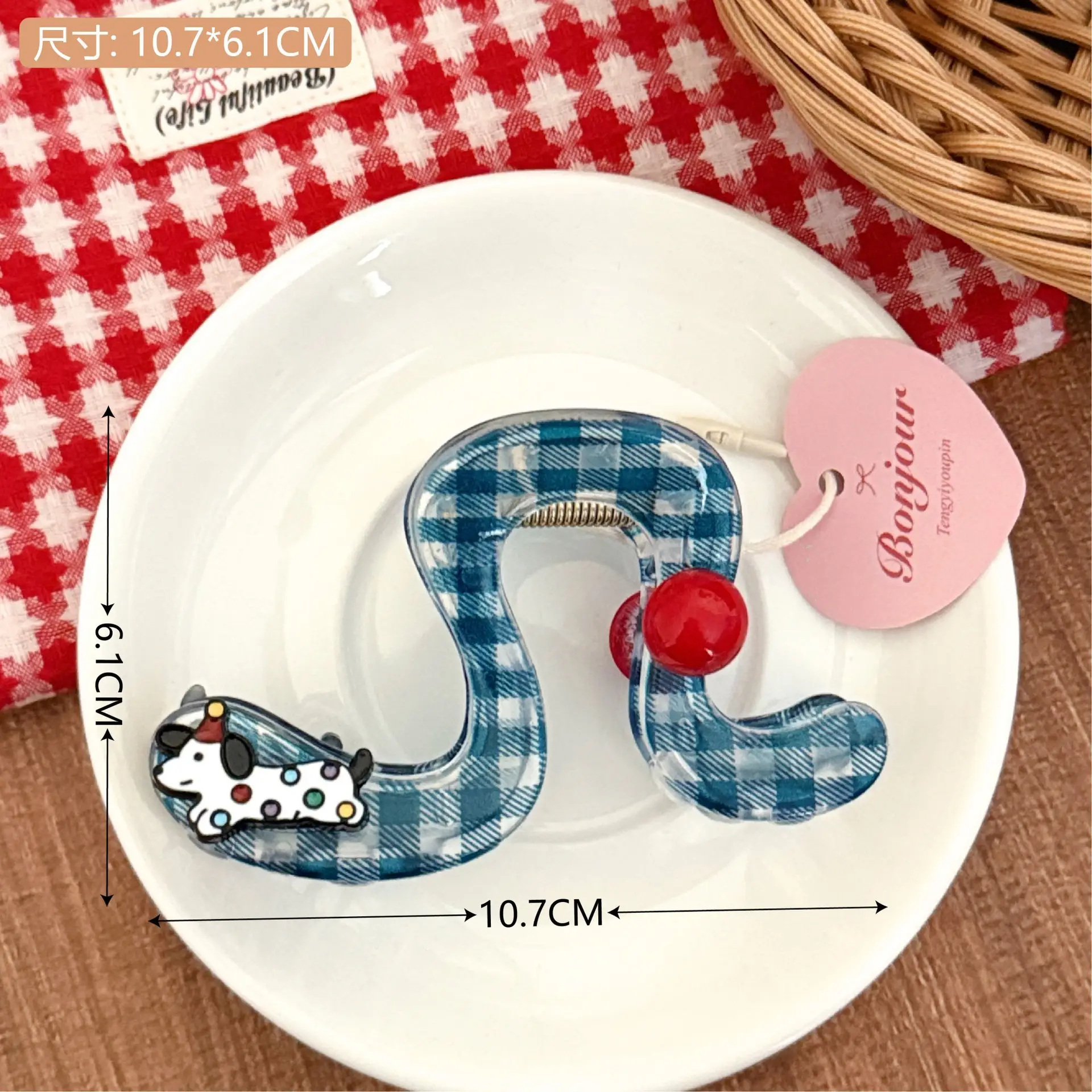 Sweetie Dog Plaid Hair Clips for Girls - Image 2