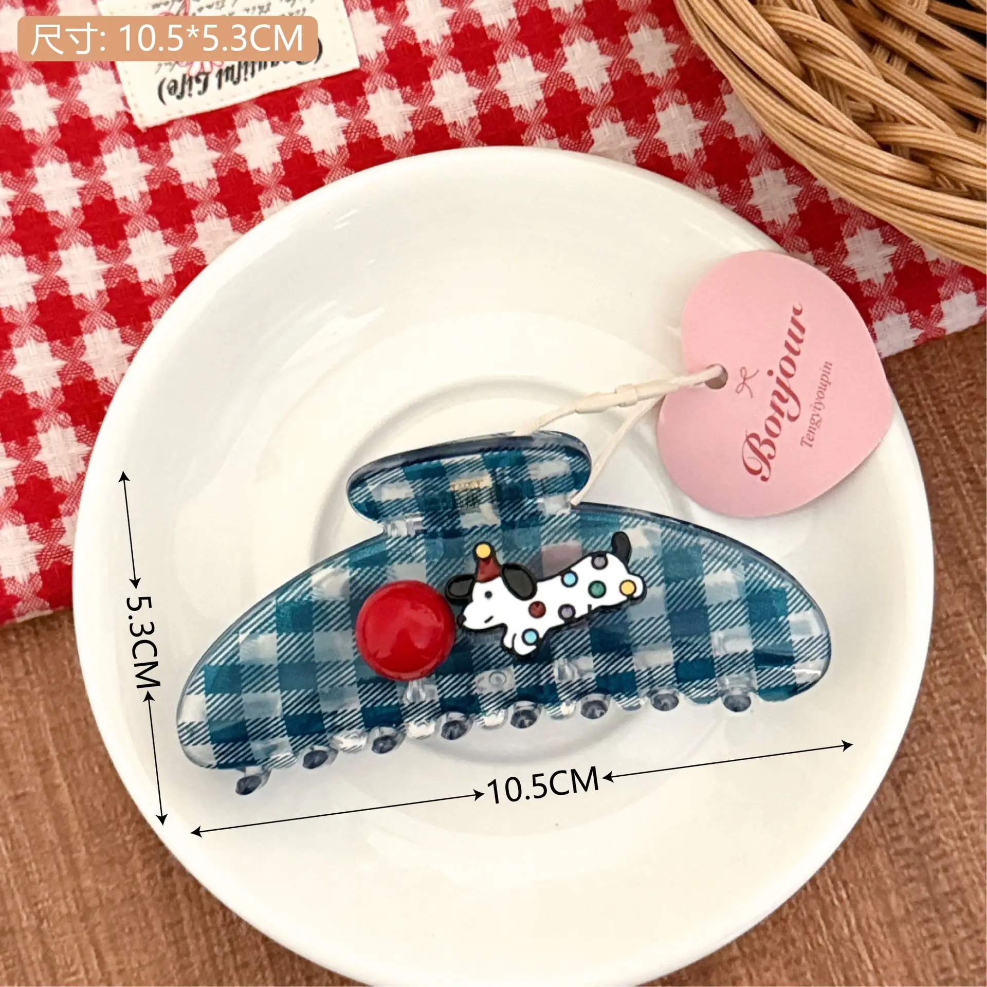 Sweetie Dog Plaid Hair Clips for Girls - Image 3