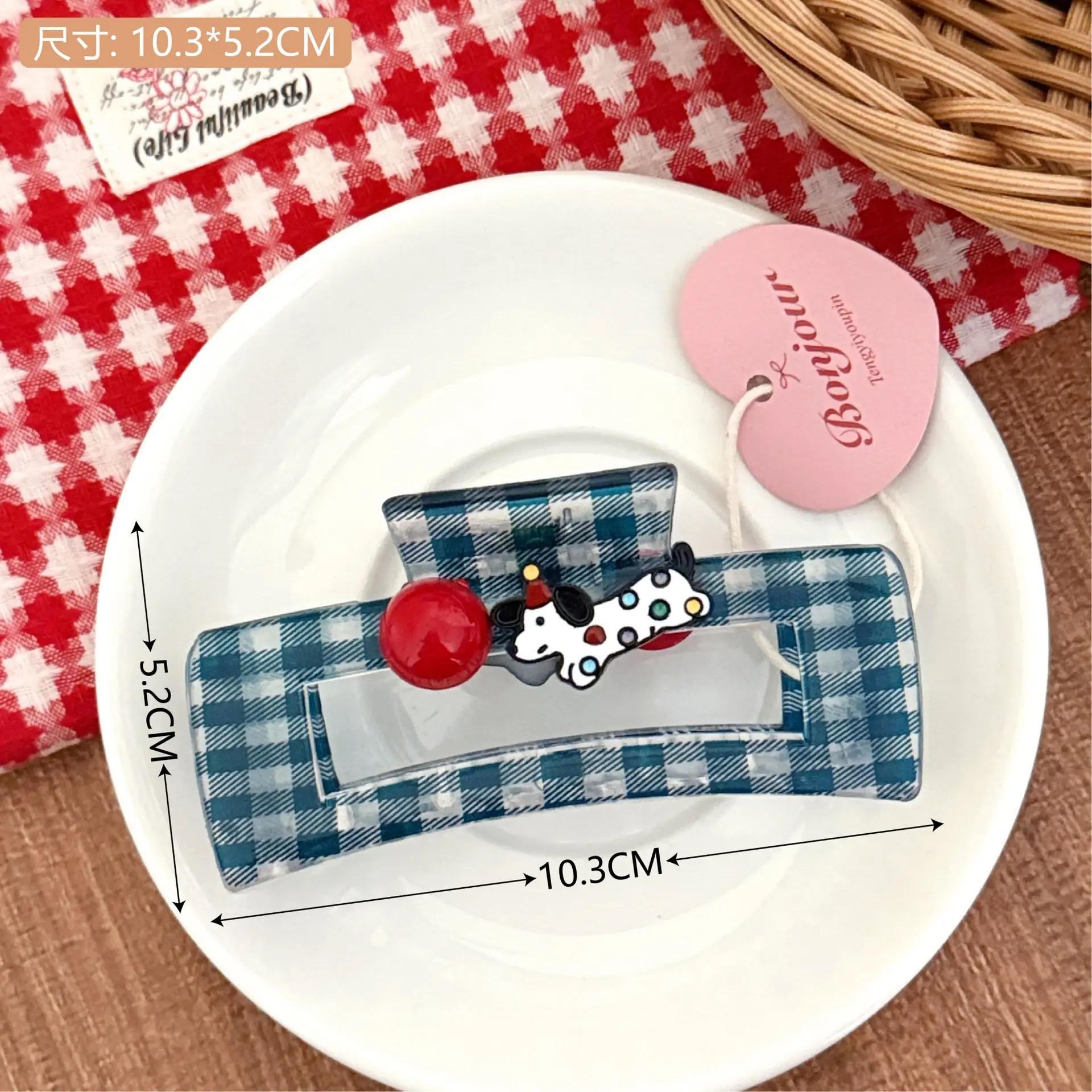 Sweetie Dog Plaid Hair Clips for Girls - Image 4