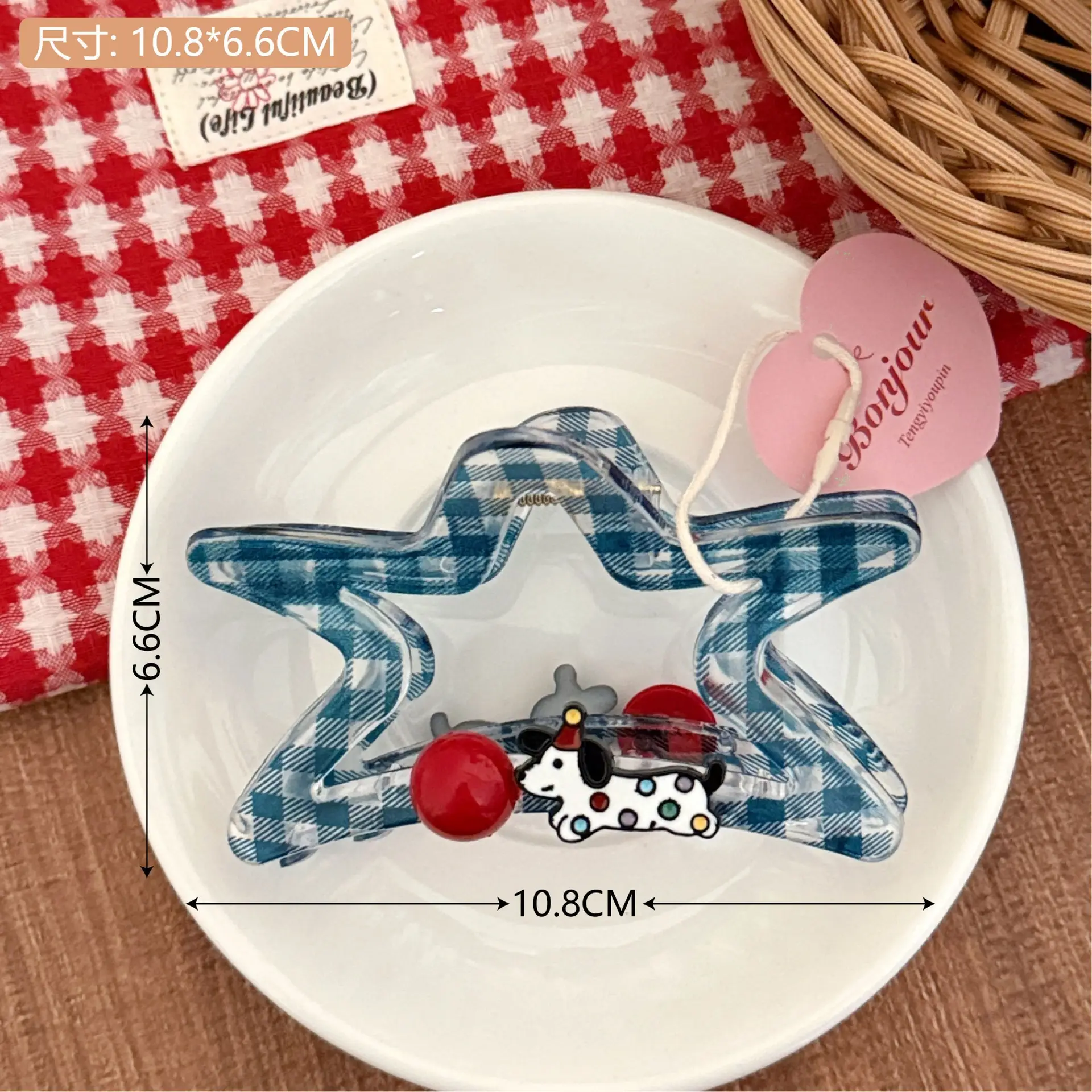 Sweetie Dog Plaid Hair Clips for Girls - Image 5
