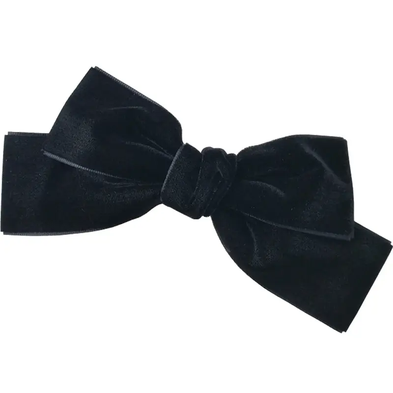 Vintage Black Velvet Bow Hairpin for Women - Image 9