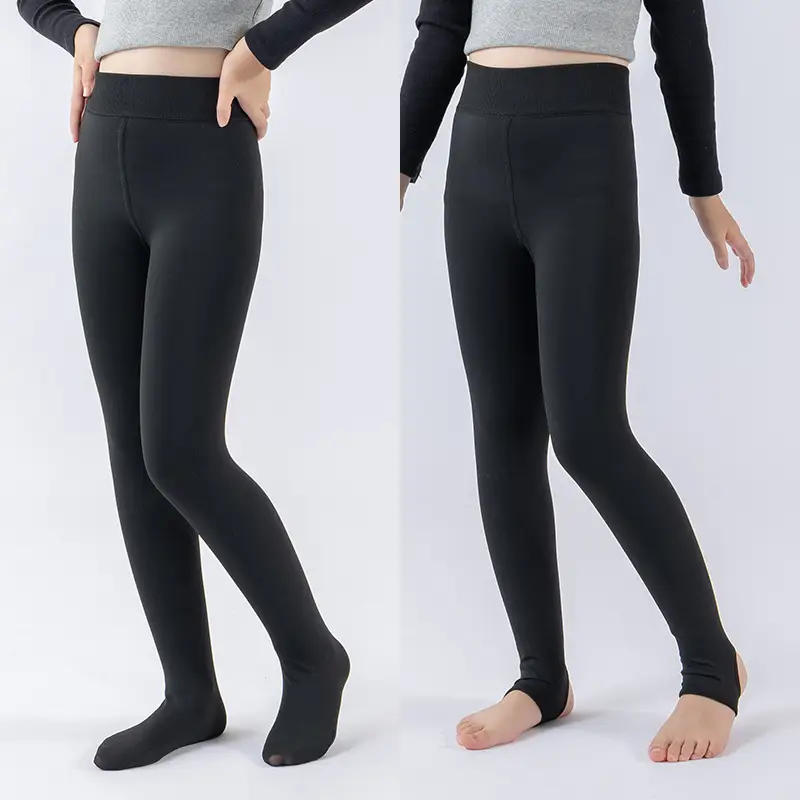 Autumn Winter Girls Fleece Leggings High Elastic Warm