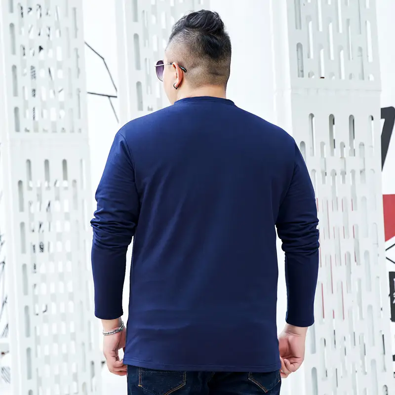 Men V-neck Printed T-Shirt Blue Fat Guy Extra Large - Image 3