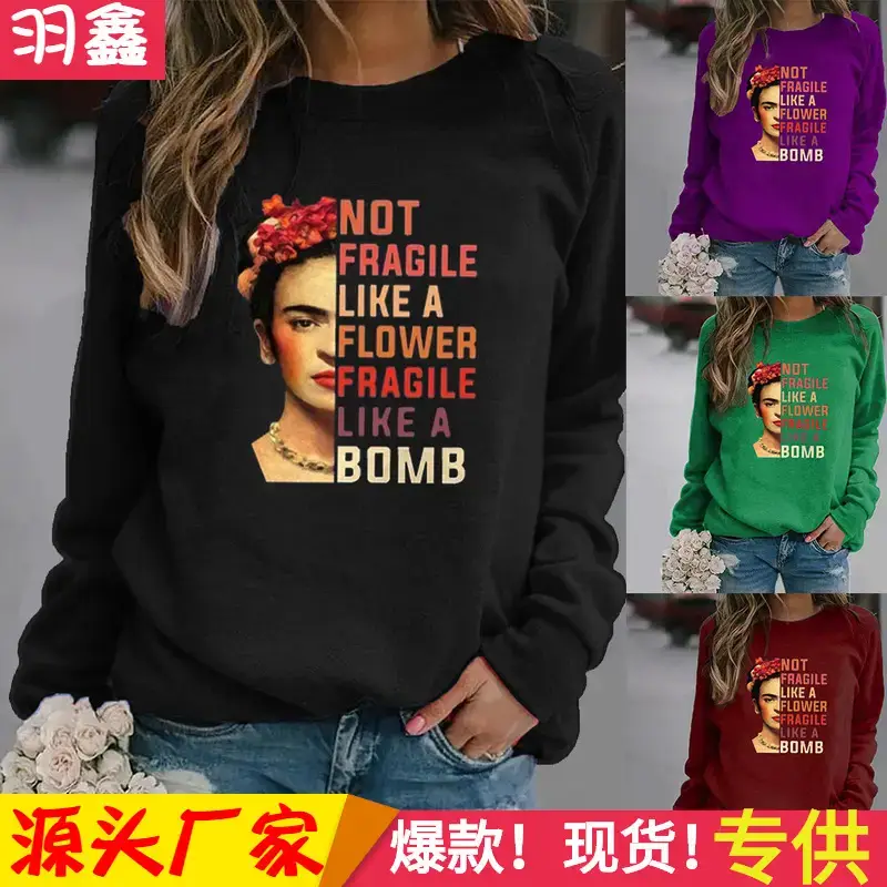 Queen Pattern Printed Sweatshirt Women Black Long Sleeve - Image 12
