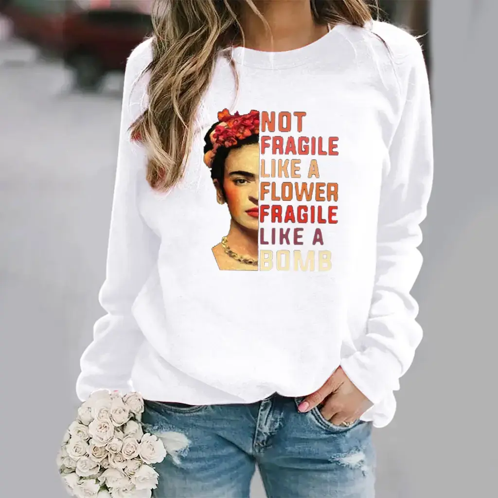Queen Pattern Printed Sweatshirt Women Black Long Sleeve - Image 13