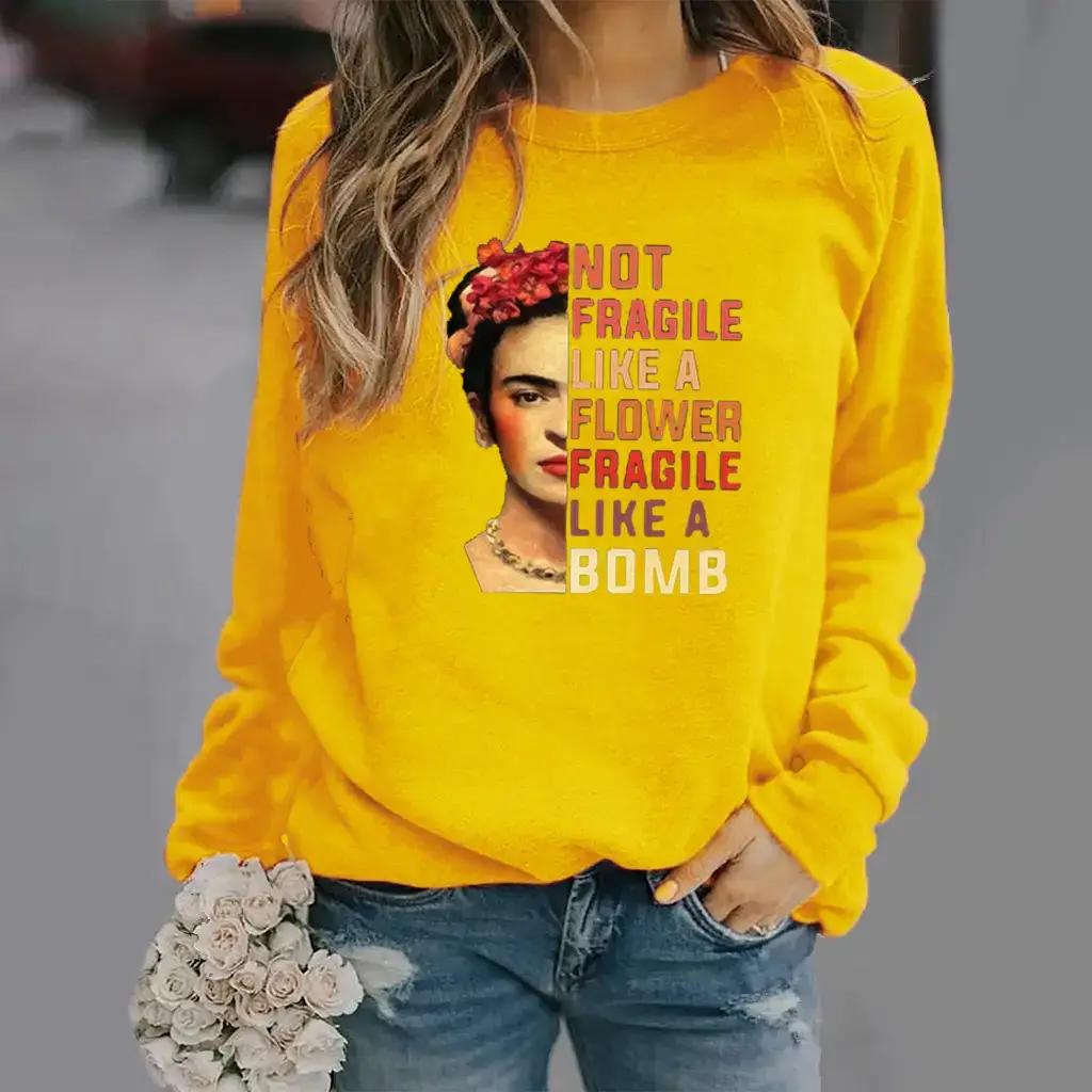 Queen Pattern Printed Sweatshirt Women Black Long Sleeve - Image 4