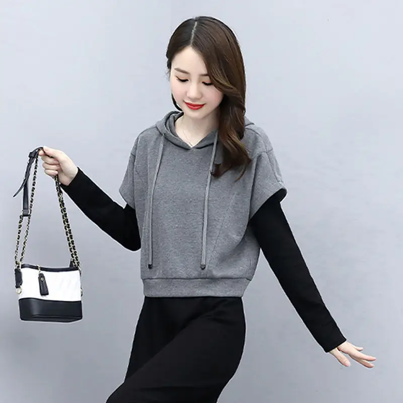 Women's 2-Piece Skirt Set Green Black Long Sleeve Hoodie - Image 4