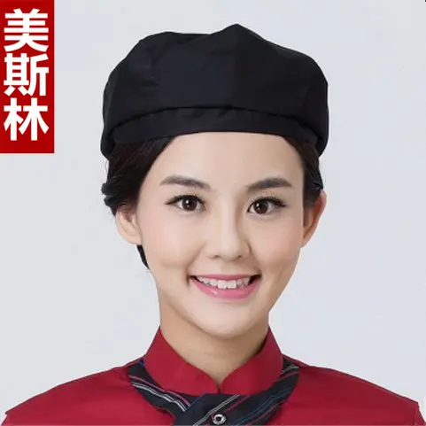 Male White Striped Kitchen Hat Adjustable Beret - Image 22