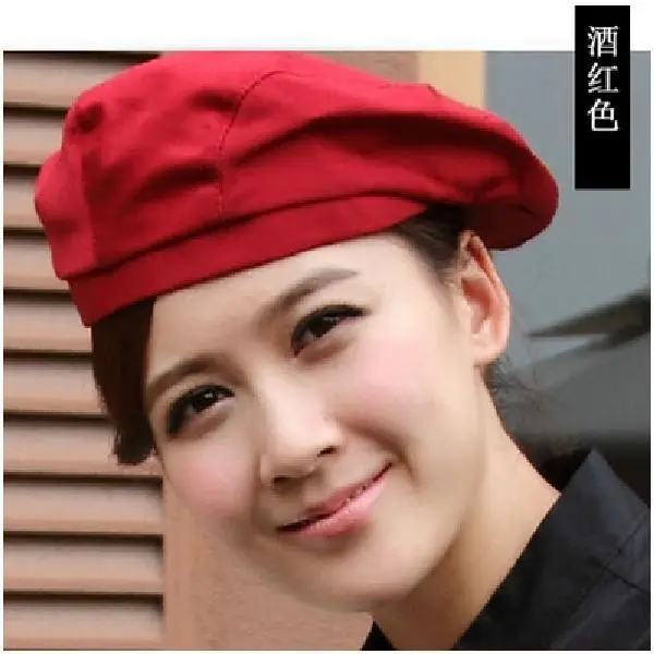 Male White Striped Kitchen Hat Adjustable Beret - Image 2