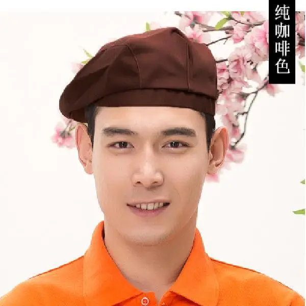 Male White Striped Kitchen Hat Adjustable Beret - Image 3