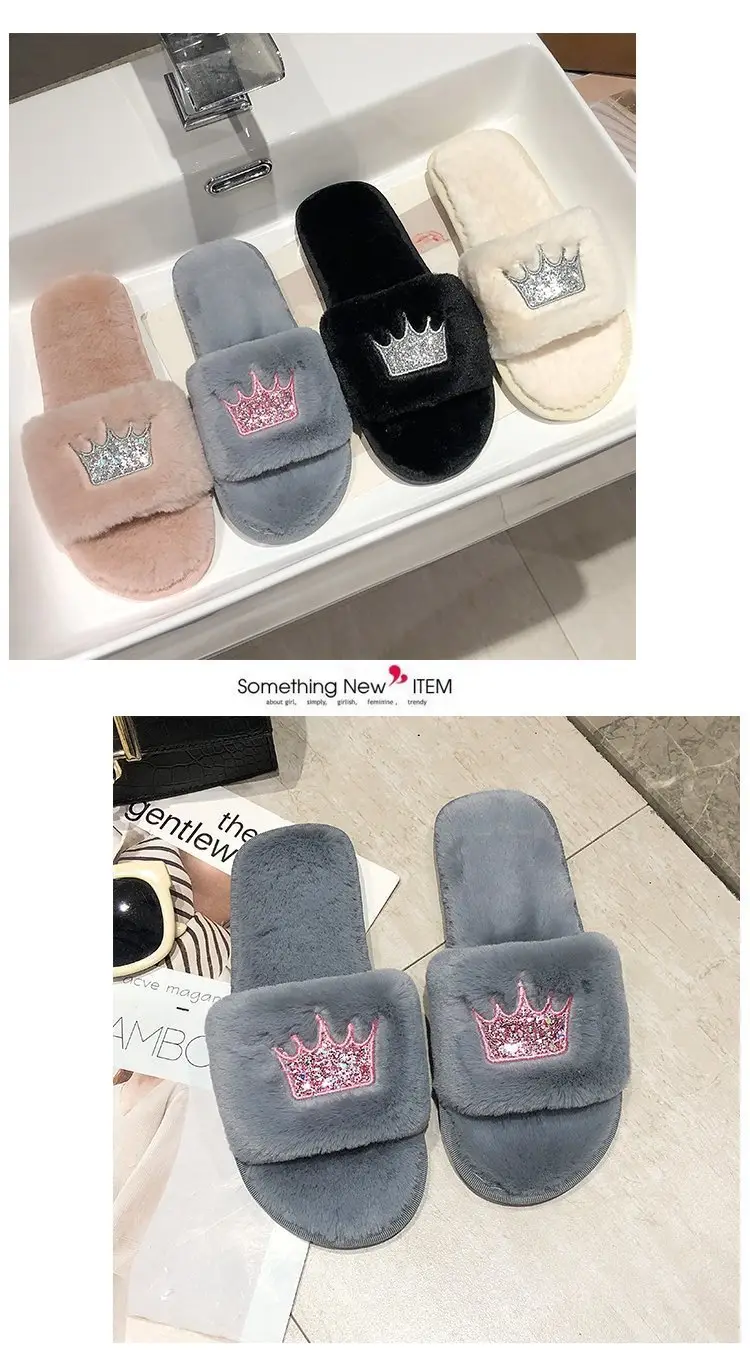 Mao Mao slippers women autumn and winter new indoor and outdoor cotton slippers flat crown warm casual women's shoes wholesale — feature 10