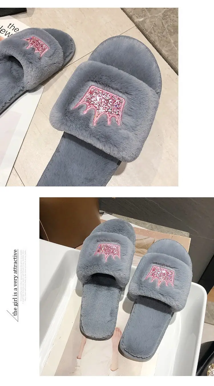 Mao Mao slippers women autumn and winter new indoor and outdoor cotton slippers flat crown warm casual women's shoes wholesale — feature 11