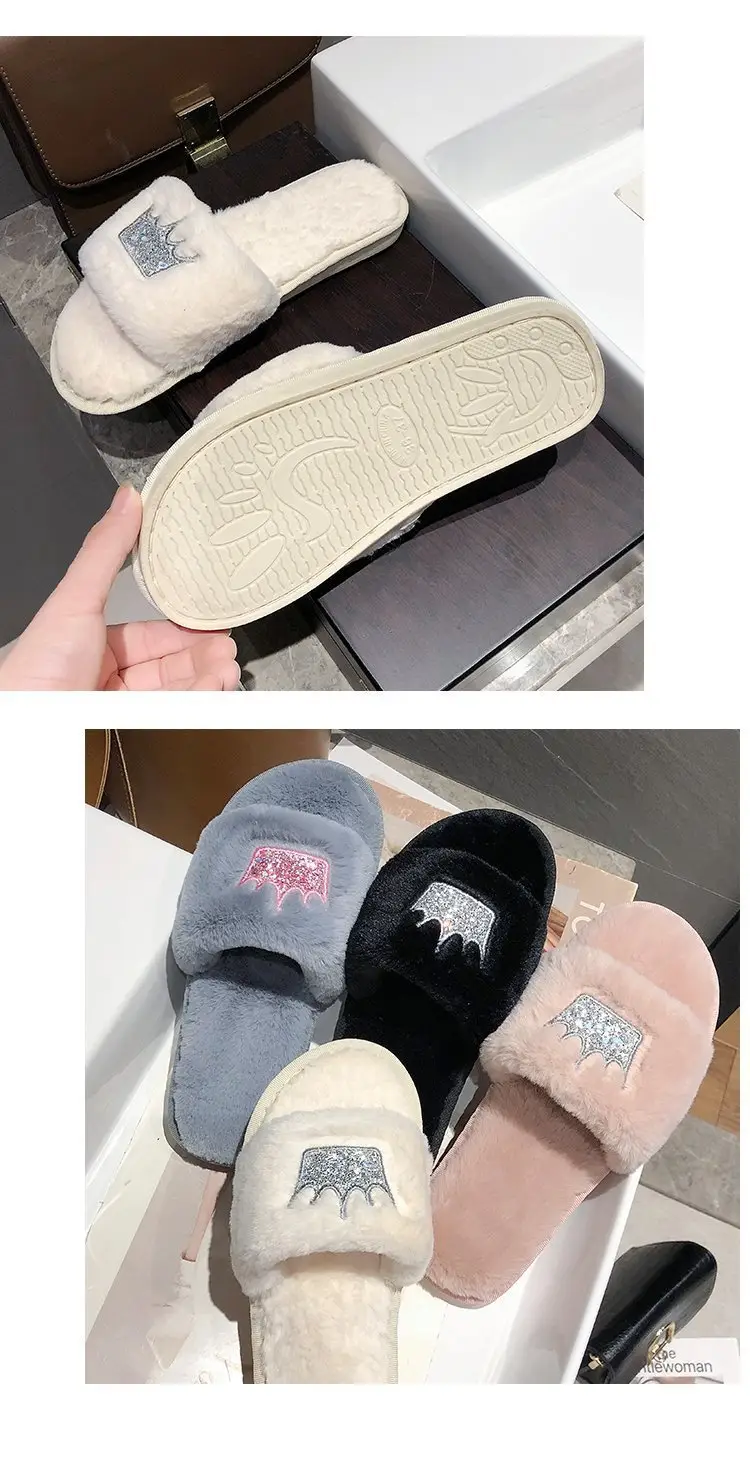 Mao Mao slippers women autumn and winter new indoor and outdoor cotton slippers flat crown warm casual women's shoes wholesale — feature 12