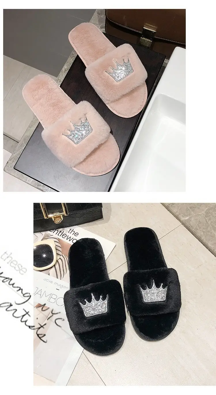 Mao Mao slippers women autumn and winter new indoor and outdoor cotton slippers flat crown warm casual women's shoes wholesale — feature 14