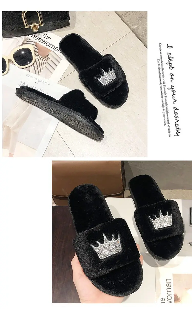 Mao Mao slippers women autumn and winter new indoor and outdoor cotton slippers flat crown warm casual women's shoes wholesale — feature 15