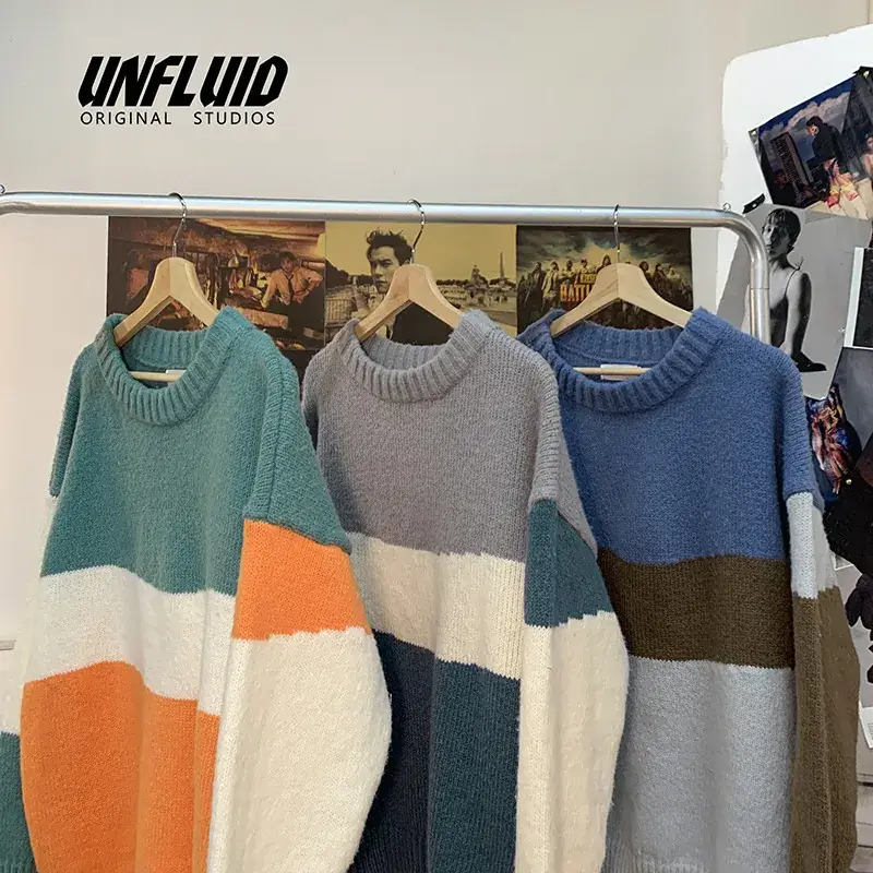 Autumn Winter Knitted Sweater for Boys Color Block Harajuku Style - Image 7