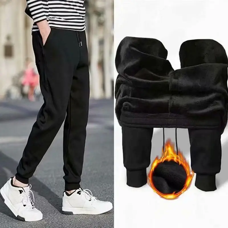 Men's Fleece Lined Nail-Up Harem Pants Black - Image 3