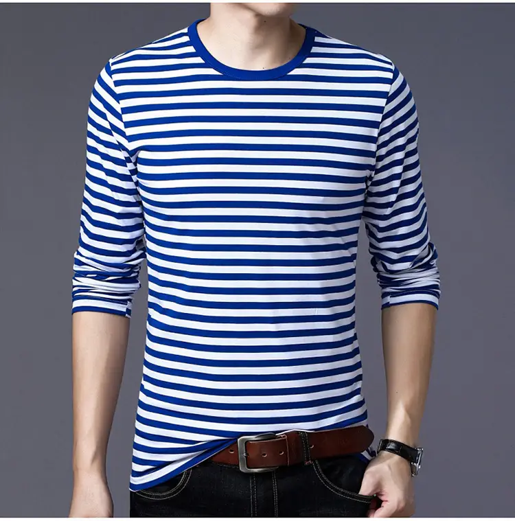 Men Cotton Striped T-Shirt Green White Large — feature 17