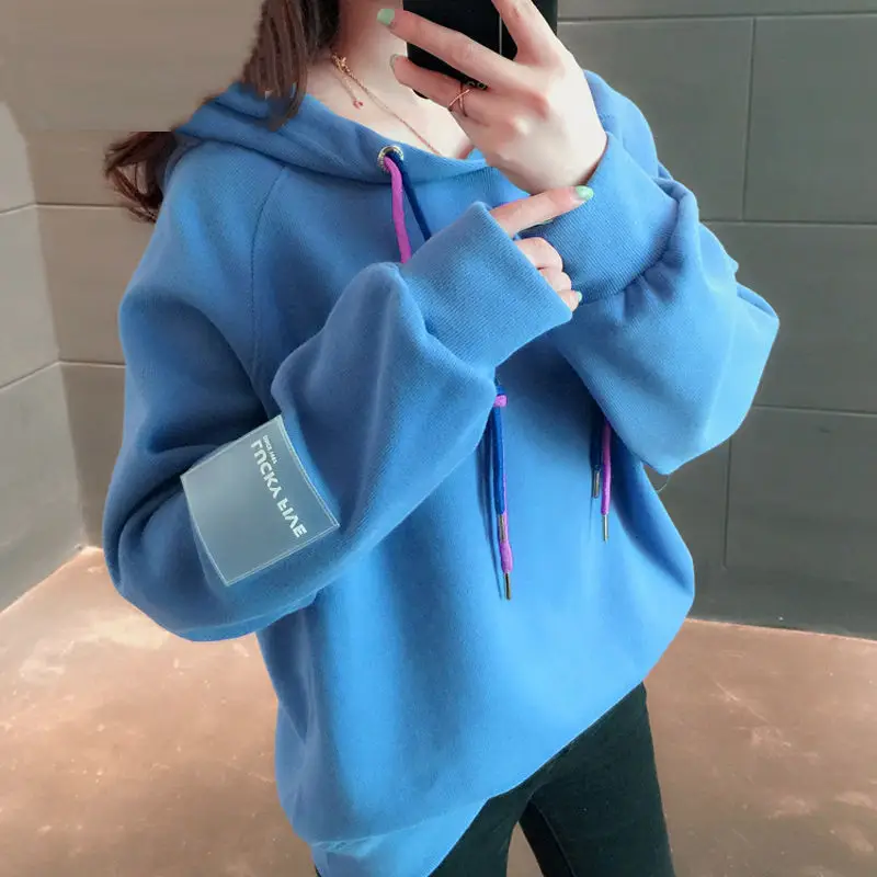 Women Black Hoodie 2023 Spring Loose College Style - Image 11
