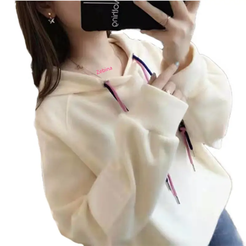 Women Black Hoodie 2023 Spring Loose College Style - Image 14