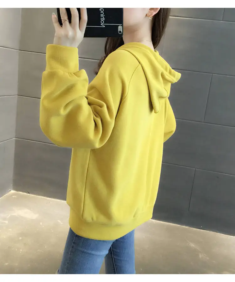 Women Black Hoodie 2023 Spring Loose College Style — feature 12