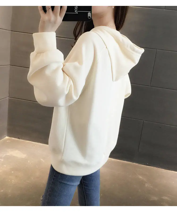 Women Black Hoodie 2023 Spring Loose College Style — feature 6
