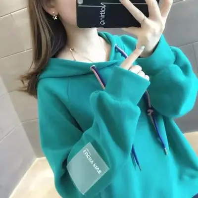 Women Black Hoodie 2023 Spring Loose College Style - Image 2