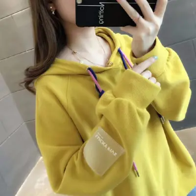 Women Black Hoodie 2023 Spring Loose College Style - Image 6