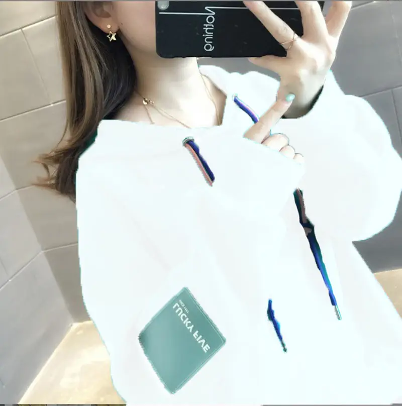 Women Black Hoodie 2023 Spring Loose College Style - Image 7