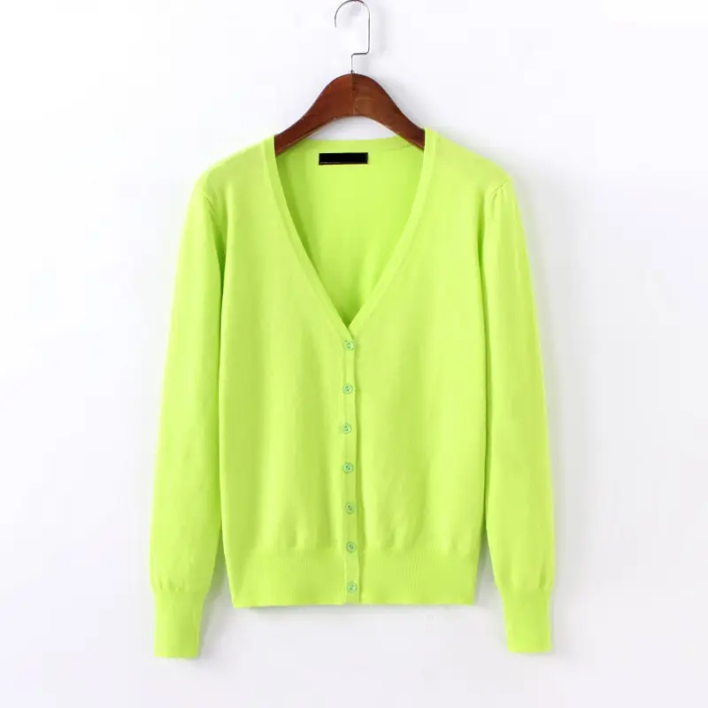 Women's Light Blue Knitted V-Neck Cardigan Short Top - Image 8