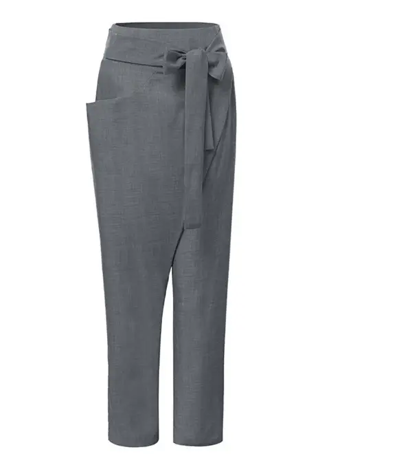2020 Women's Gray Casual Pants with Drawstring Waist - Image 7